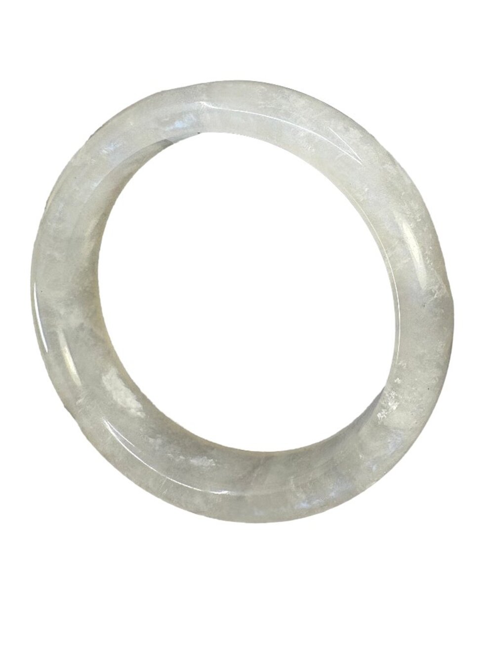 Natural White Moonstone Bangle Bracelet 55.8mm I.D. w Moderate Blue Sheen 44.61g